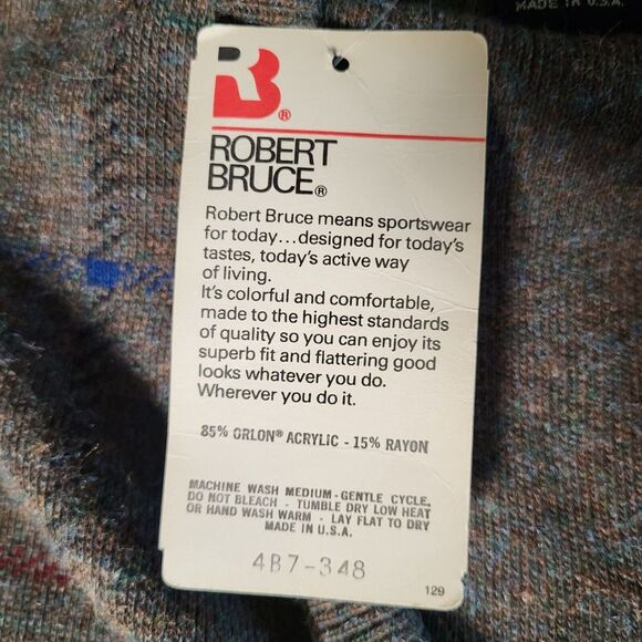 VTG Sweater Vest Grandpa Core Robert Bruce 2XL V Neck USA Brown Nerd Plaid New - Picture 6 of 10